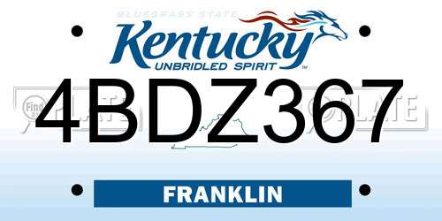 4BDZ367 Kentucky License Plate