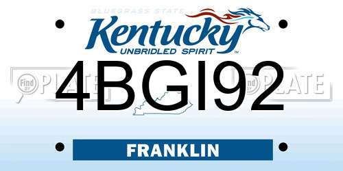 4BGI92 Kentucky License Plate