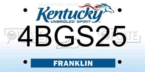 4BGS25 Kentucky License Plate