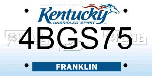 4BGS75 Kentucky License Plate
