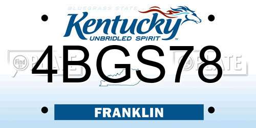 4BGS78 Kentucky License Plate
