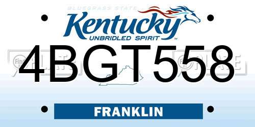 4BGT558 Kentucky License Plate