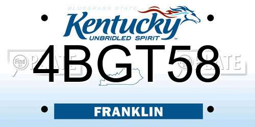 4BGT58 Kentucky License Plate