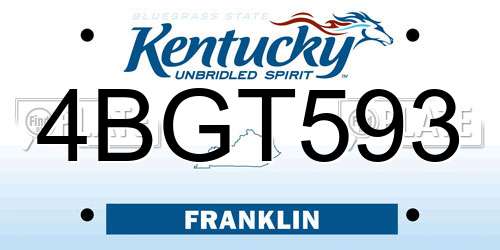 4BGT593 Kentucky License Plate