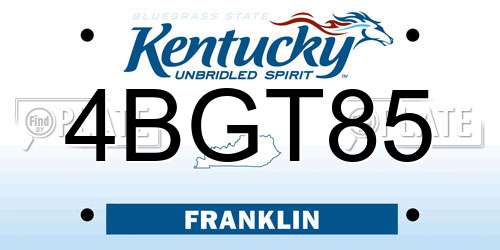 4BGT85 Kentucky License Plate