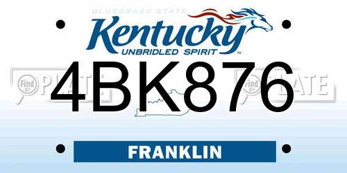 4BK876 Kentucky License Plate