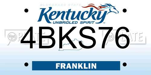 4BKS76 Kentucky License Plate