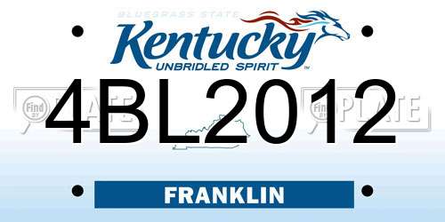 4BL2012 Kentucky License Plate