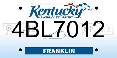 4BL7012 Kentucky License Plate