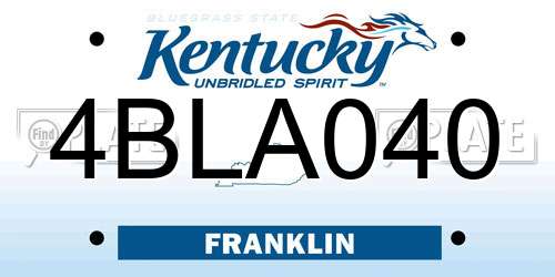 4BLA040 Kentucky License Plate