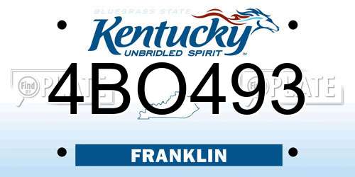 4BO493 Kentucky License Plate