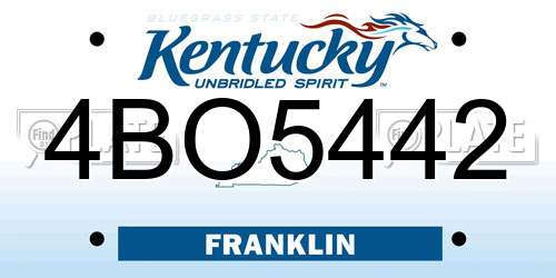4BO5442 Kentucky License Plate