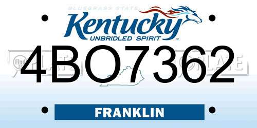 4BO7362 Kentucky License Plate