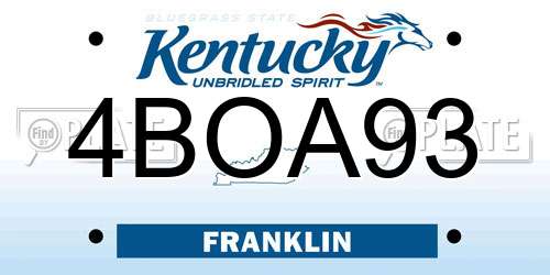4BOA93 Kentucky License Plate