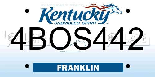 4BOS442 Kentucky License Plate