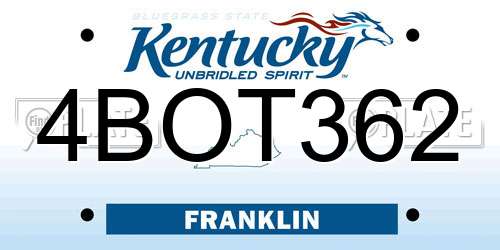 4BOT362 Kentucky License Plate
