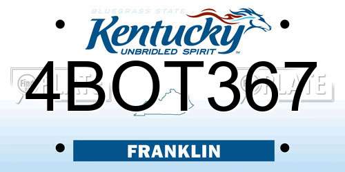 4BOT367 Kentucky License Plate