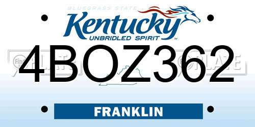 4BOZ362 Kentucky License Plate