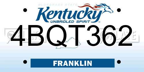4BQT362 Kentucky License Plate