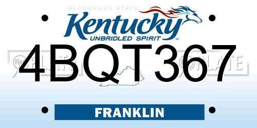 4BQT367 Kentucky License Plate