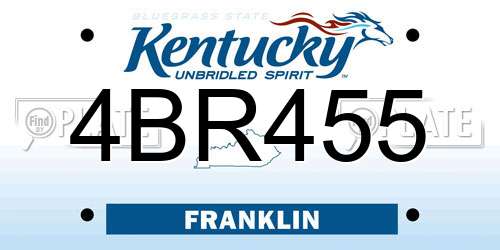 4BR455 Kentucky License Plate