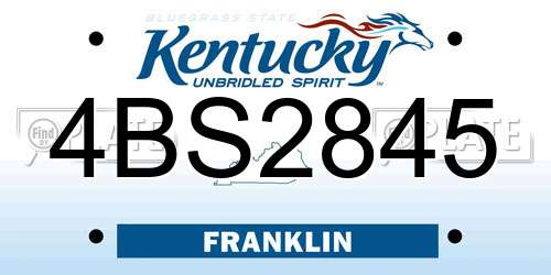 4BS2845 Kentucky License Plate