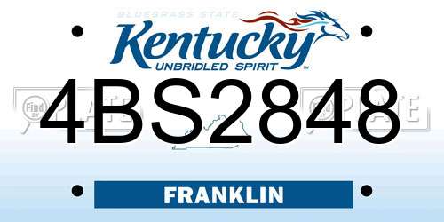 4BS2848 Kentucky License Plate