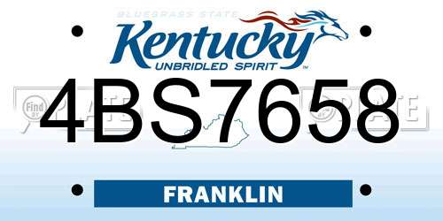 4BS7658 Kentucky License Plate