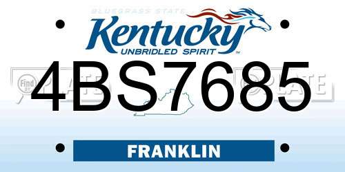 4BS7685 Kentucky License Plate