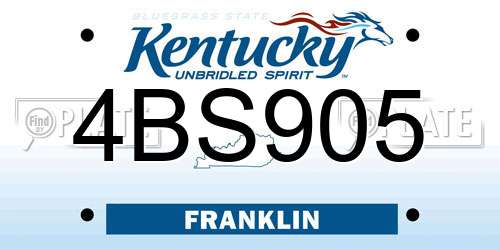 4BS905 Kentucky License Plate
