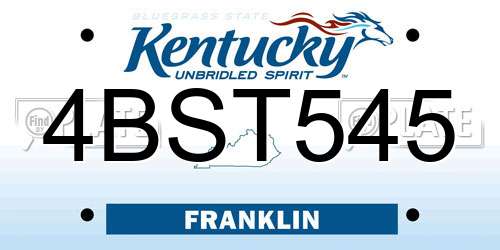4BST545 Kentucky License Plate