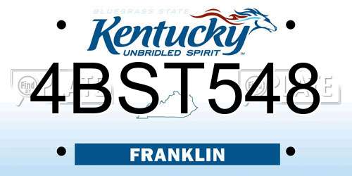 4BST548 Kentucky License Plate