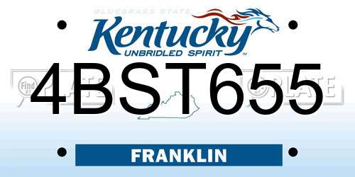 4BST655 Kentucky License Plate
