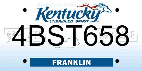 4BST658 Kentucky License Plate