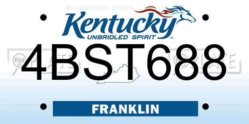 4BST688 Kentucky License Plate