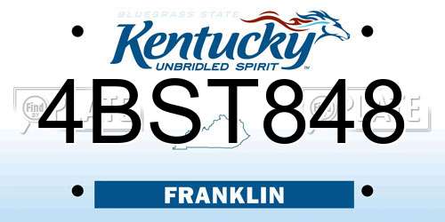 4BST848 Kentucky License Plate