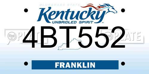 4BT552 Kentucky License Plate
