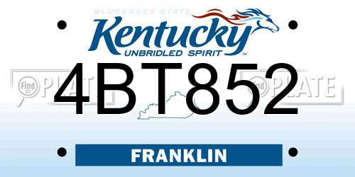 4BT852 Kentucky License Plate