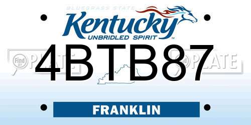 4BTB87 Kentucky License Plate