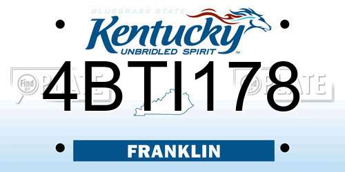 4BTI178 Kentucky License Plate