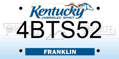 4BTS52 Kentucky License Plate