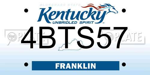 4BTS57 Kentucky License Plate