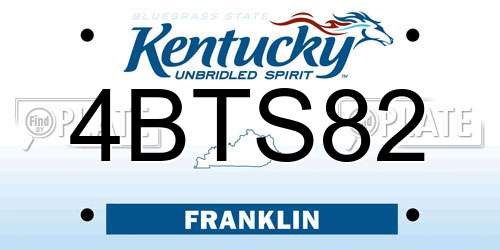 4BTS82 Kentucky License Plate