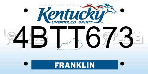 4BTT673 Kentucky License Plate