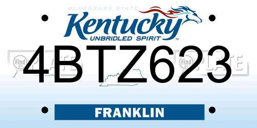 4BTZ623 Kentucky License Plate