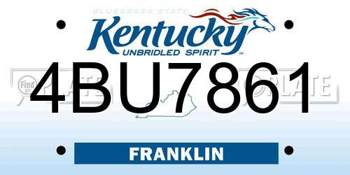 4BU7861 Kentucky License Plate
