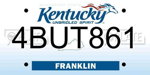 4BUT861 Kentucky License Plate