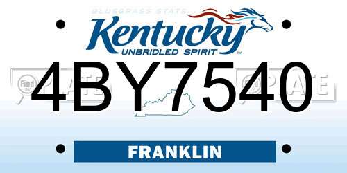 4BY7540 Kentucky License Plate