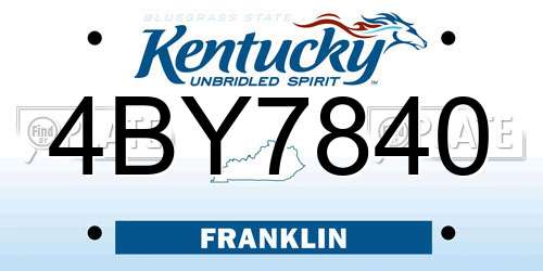 4BY7840 Kentucky License Plate