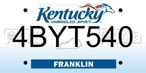 4BYT540 Kentucky License Plate